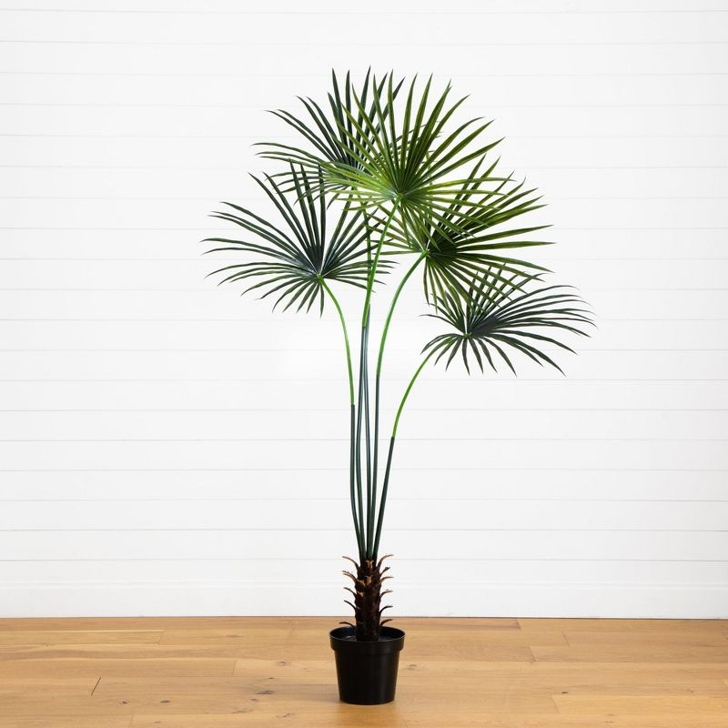 Nearly Natural 7-ft Fan Palm Tree UV Resistant (Indoor/Outdoor)