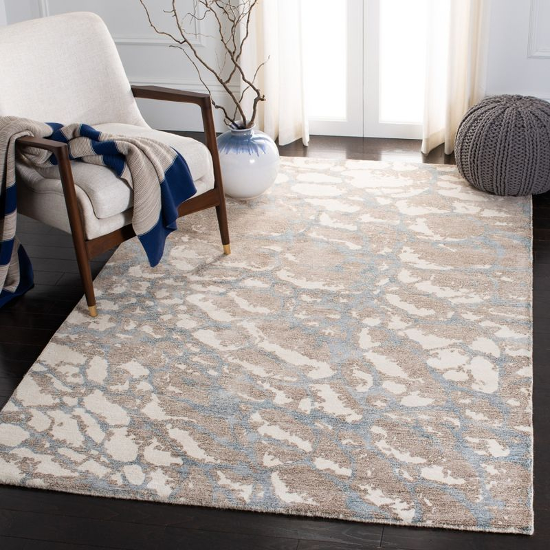 Restoration Vintage RVT112 Hand Tufted Indoor Accent Rug - 4'x6' - Light Brown/Ivory - Safavieh