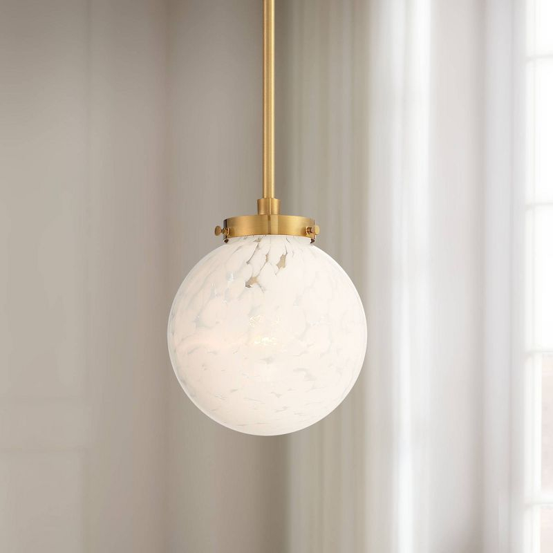 Possini Euro Design Candide Warm Brass Mini Pendant Lighting 7" Wide Mid Century Modern Art Glass Globe Shade for Dining Room House Kitchen Island