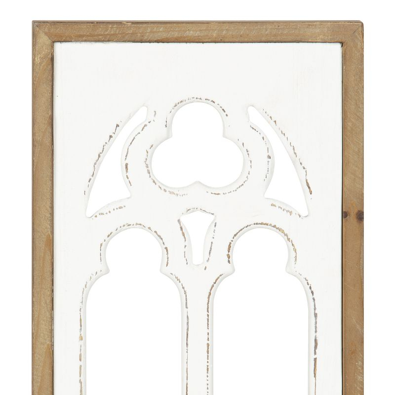 Kate and Laurel Mirabela Rectangle Wood Wall Sconce, 2 Piece, Rustic Brown and White