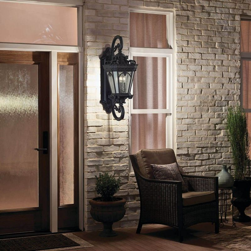 Tournai 37.75" 4 Light Outdoor Wall Light with Clear Seeded Glass in Textured Black