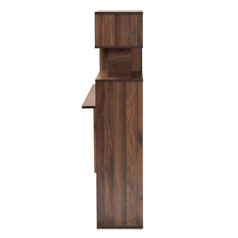 Foster Wood Storage Desk with Shelves Walnut/Brown - Baxton Studio