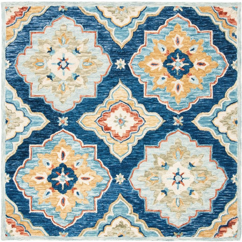 Suzani SZN503 Hand Tufted Area Rug - Navy/Green - 6'x6' - Safavieh.