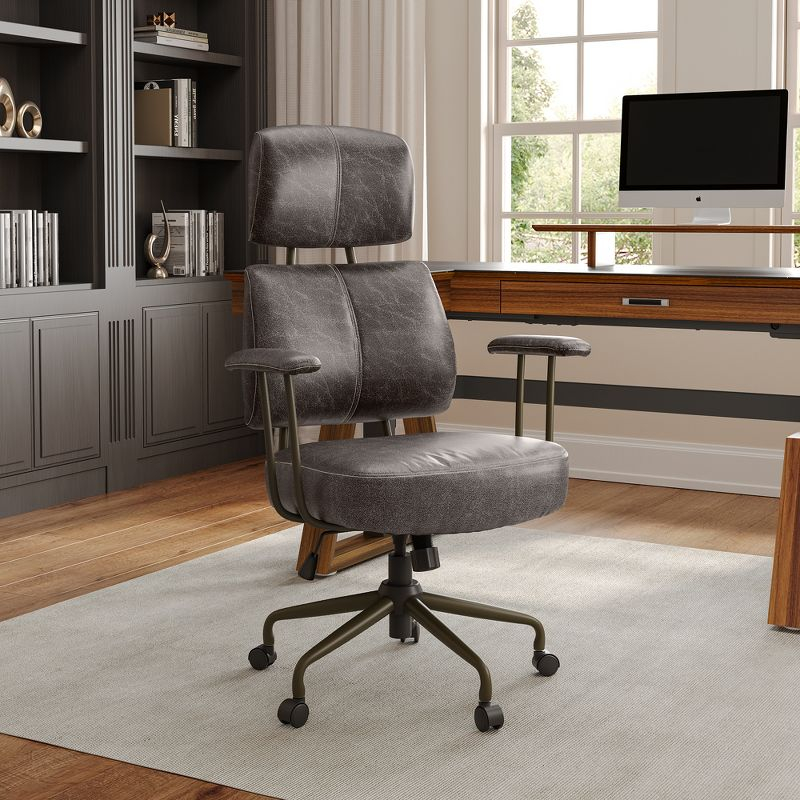 Cameron, Faux Suede Fabric High Back Office Chair ,27" D x 30.75" W x 46"-50.75" H,Gray