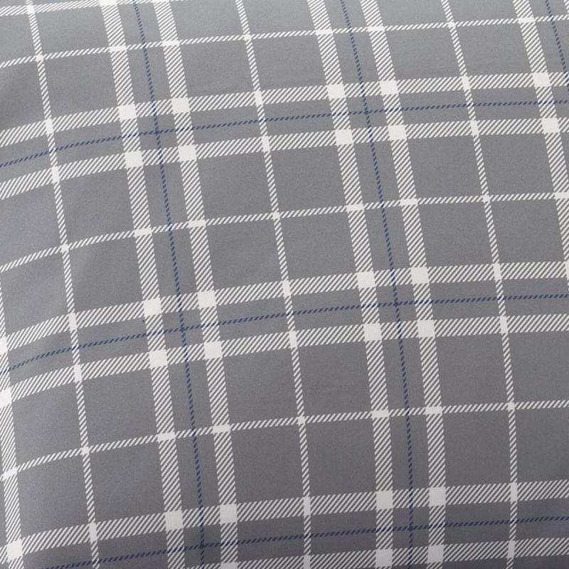 Micro Flannel Shavel Durable & High Quality Luxurious Printed Sheet Set Including Flat Sheet, Fitted Sheet & Pillowcase, Twin - Carlton Plaid Gray