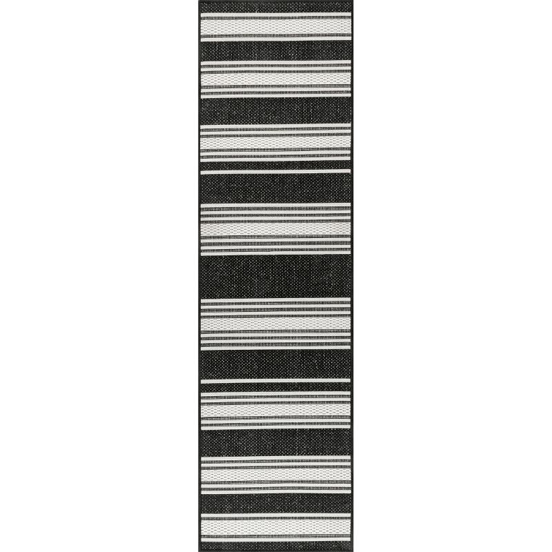 Nuloom Romy Striped Indoor/Outdoor Area Rug, Runner 2' x 8', Black