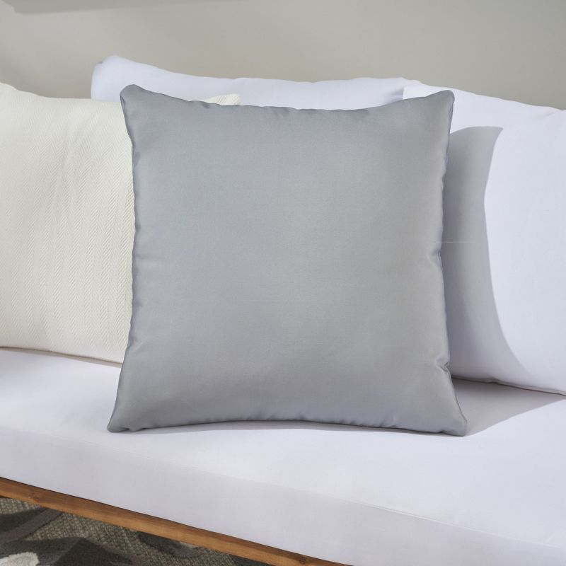 Mina Victory Aloha Solid Reversible 20" x 20" Indoor Outdoor Throw Pillow Grey