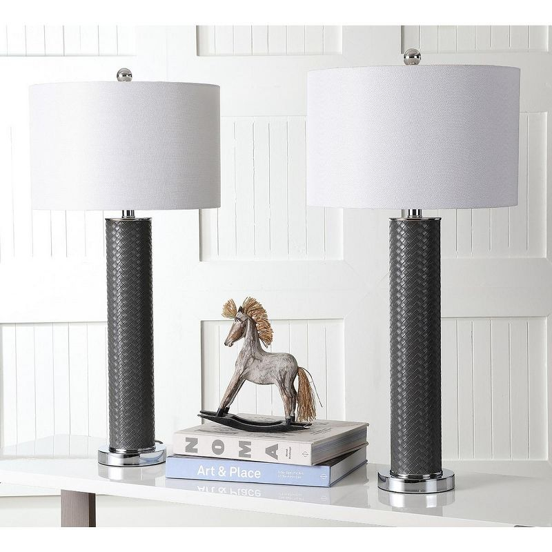 Ollie Table Lamp (Set of 2) - 31.5 Inch Height - LIT4404 - Grey Woven - Safavieh