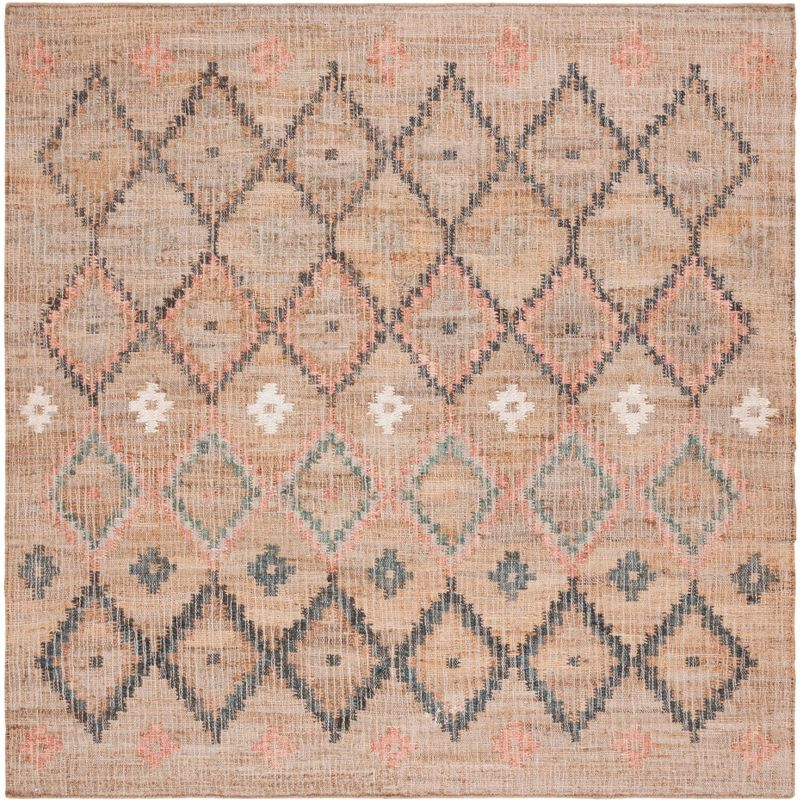 Kilim KLM753 Hand Loomed Area Rug - Natural/Blue - 7'x7' - Safavieh.