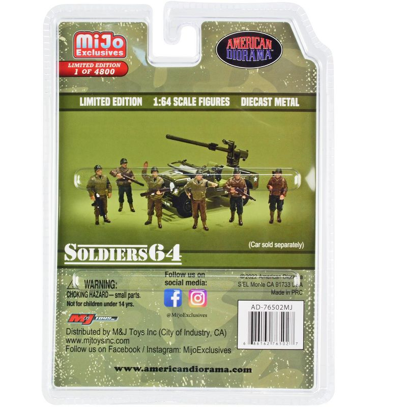 "Soldiers 64" 6 piece Diecast Set Military Figures Limited Edition to 4800 pieces for 1/64 Scale Models by American Diorama