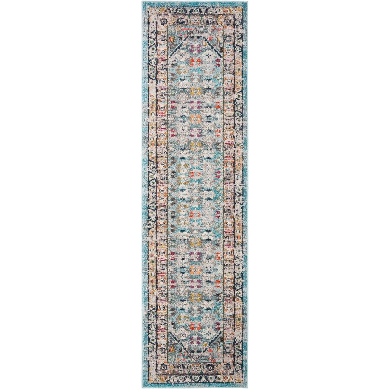 Monaco MNC255 Power Loomed Runner Rug - Blue/Light Grey - 2'2"x6' - Safavieh.