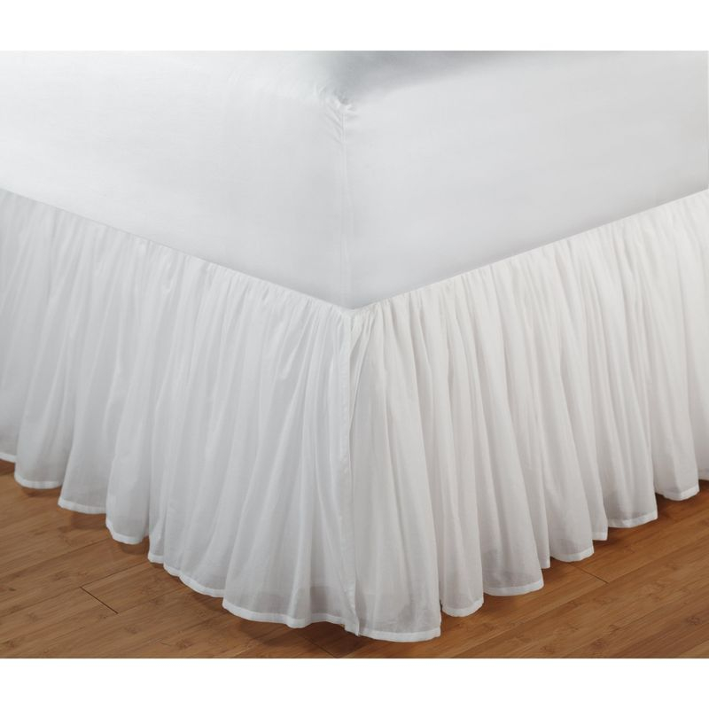 Greenland Home Fashions 1109CBSF Cotton Voile White Full Bed Skirt 18"