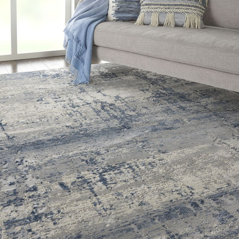 Nourison Rustic Textures Abstract Indoor Area Rug Ivory Blue 7'10" x 10'6"