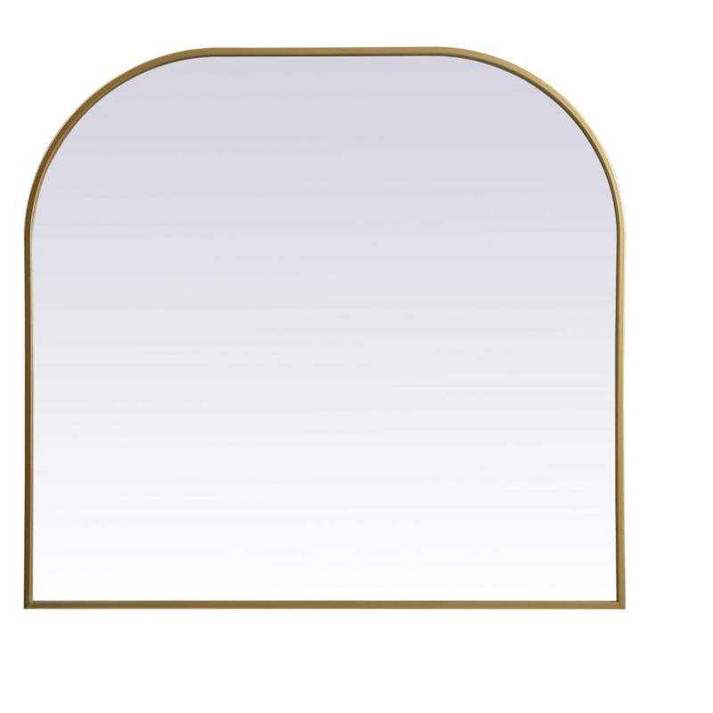 Elegant Lighting Metal Frame Arch Mirror 36x34 Inch in Brass