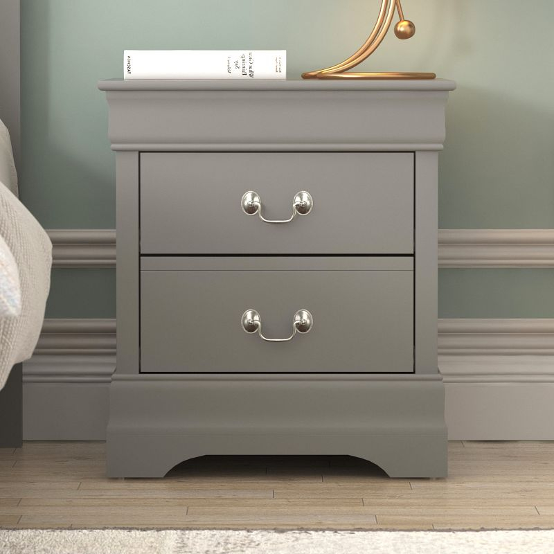 Galano Ireton 2-Drawer Nightstand in Gray Effortless Assembly & Stylish Storage Solution- 21.5''W x 15.8''D x 24.0''H