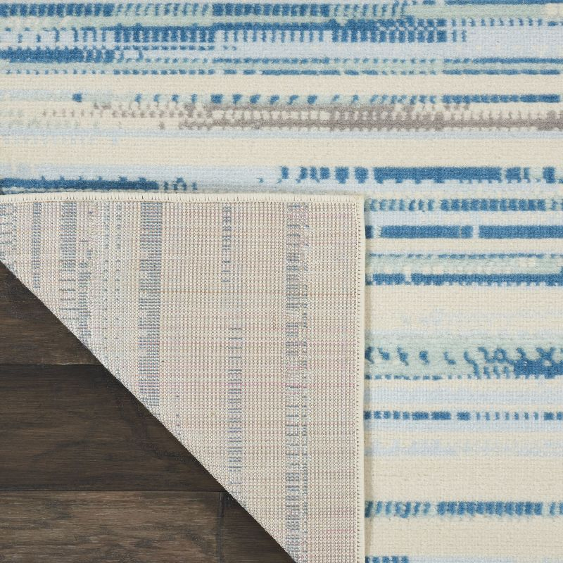 Nourison Jubilant 7'10" x 9'10" (8' x 10') Blue Area Rug Coastal Contemporary Striped by Nourison