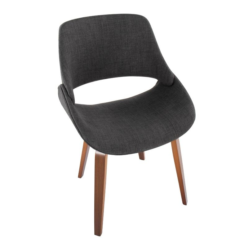 Set of 2 Fabrico Dining Chairs Walnut/Charcoal: LumiSource, Modern Kitchen Seating, Contoured Back