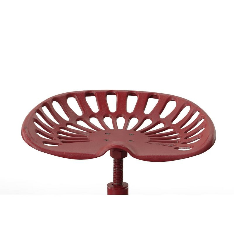 Carolina Living Adjustable Tractor Seat Counter Height Barstool Metal/Red: Wrought Iron Design, Spot Clean, 300lb Capacity