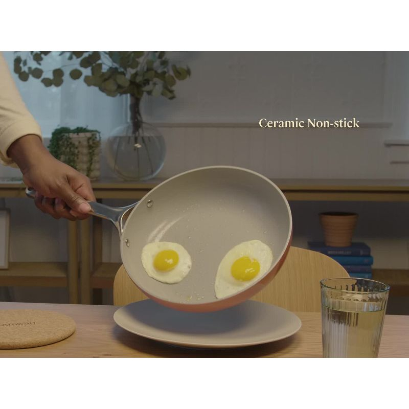 Caraway Home 10.5" Fry Pan Marigold: Nonstick Ceramic, Stainless Steel Handle, Oven-Safe, Induction Compatible