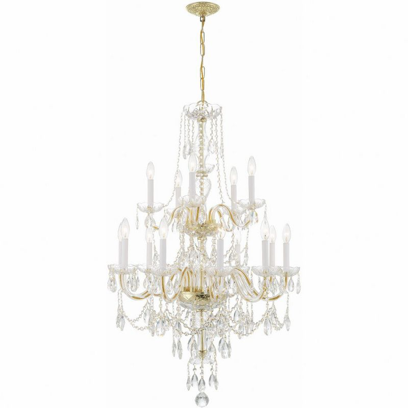 Crystorama Lighting Traditional Crystal 15 - Light Chandelier in  Polished Brass