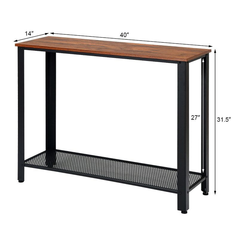 Costway Console Sofa Table W/ Storage Shelf Metal Frame Wood Look Entryway Table Black