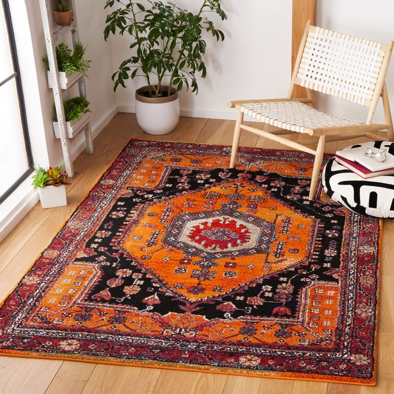 Vintage Hamadan VTH204 Power Loomed Area Rug - Orange/Black - 4'x6' - Safavieh.
