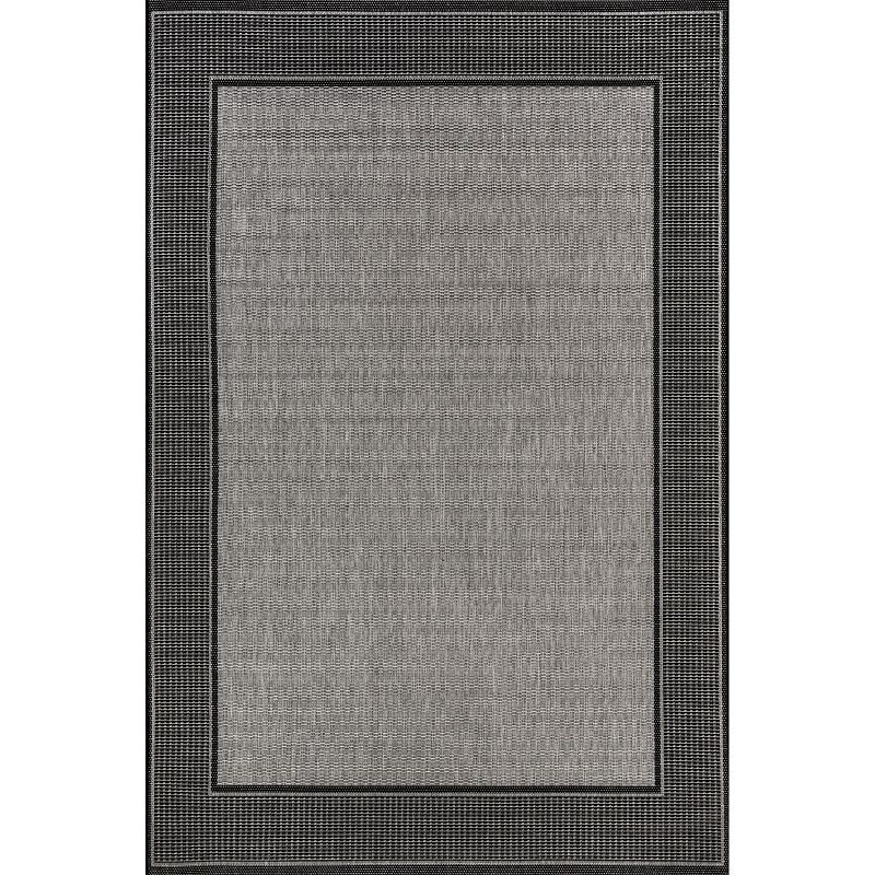 Nuloom Gris Bordered 10 Square Indoor/Outdoor Area Rug for Living Room Patio Deck Front Porch Kitchen, Grey/Black