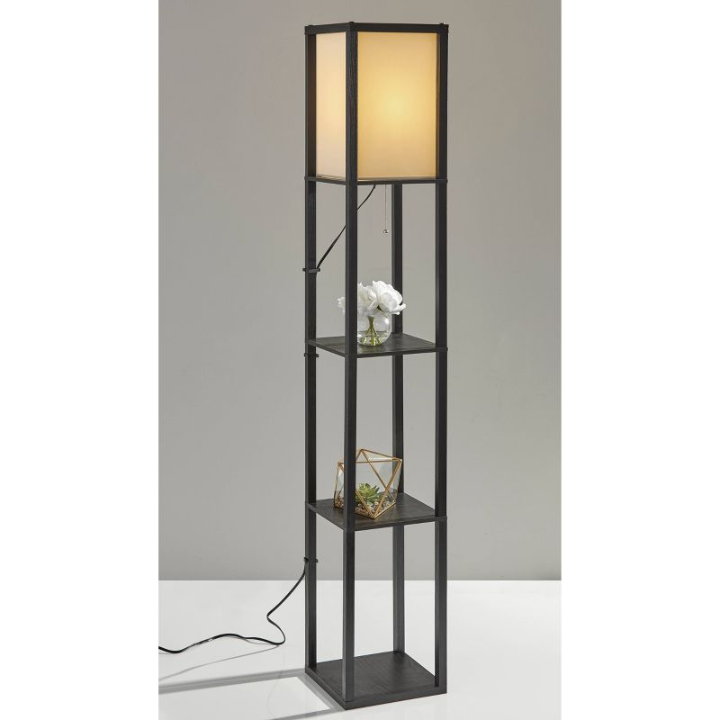 63" Wright Shelf Floor Lamp - Adesso: Black Walnut, Pull Chain, Storage Display