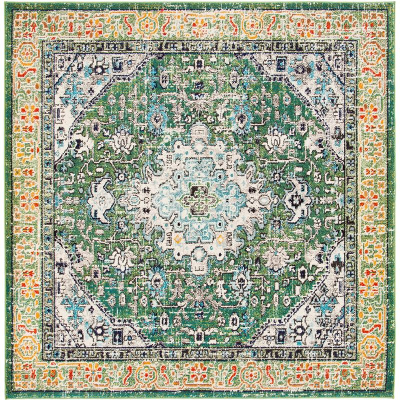 Madison MAD474 Power Loomed Indoor Accent Rug - Green/Turquoise - 3'x3' - Safavieh