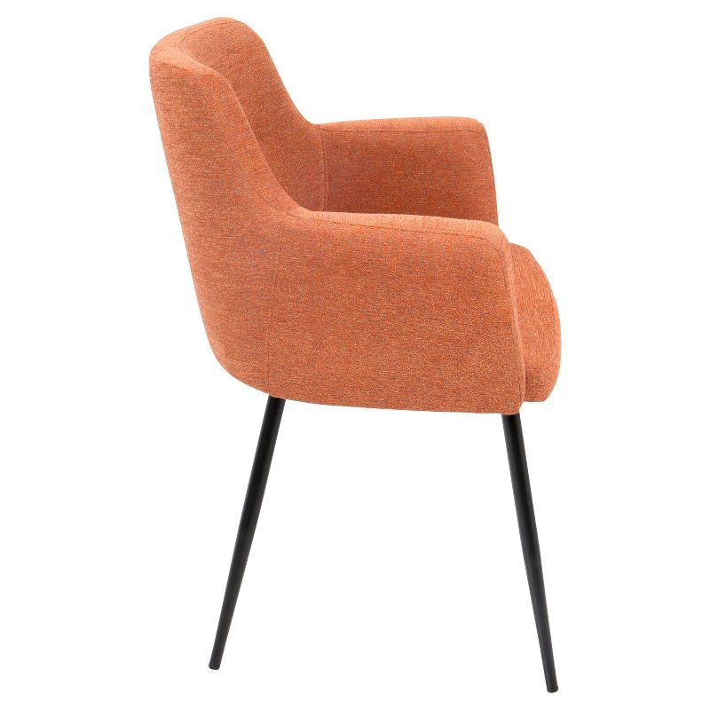 Set of 2 Andrew Contemporary Dining Accent Chairs Orange - Lumisource: Upholstered, Metal Legs, Padded Armrests