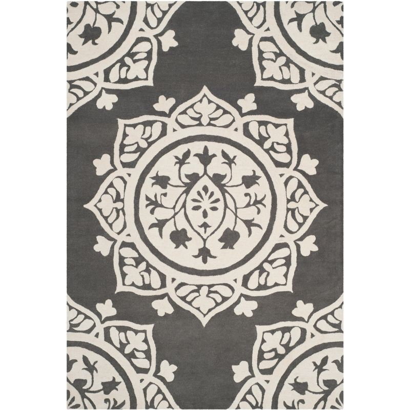 Bella BEL136 Hand Tufted Indoor Area Rug - Dark Grey/Ivory - 6'x9' - Safavieh