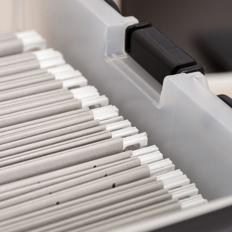 IRIS USA File Box File Organizer Plastic File Box w/ Winglid for Letter/Legal File, Clear 18 Qt. 4Pack