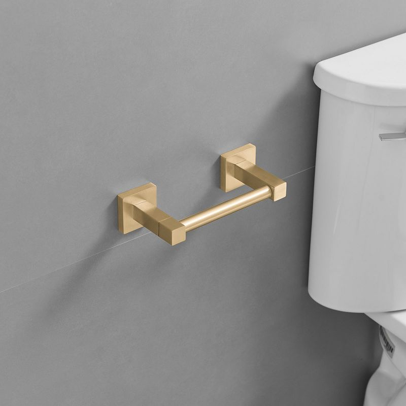 BWE Wall Mounted Toilet Paper Holder Double Post Pivoting Square Tissue Holders Roll Hangers Stand