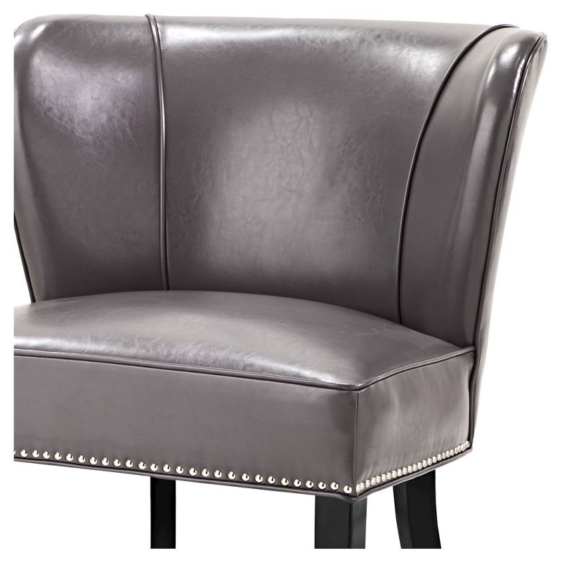 Hilton Concave Back Armless Chair Gray - Madison Park: Silver Nailhead, Faux Leather, Wingback Design
