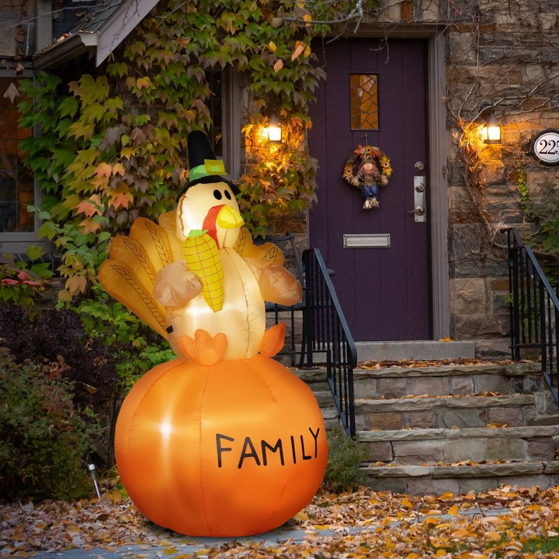 HOMCOM 4.9ft Inflatable Thanksgiving Turkey, Thanksgiving Decoration with LED Lights for Garden Indoor Outdoor
