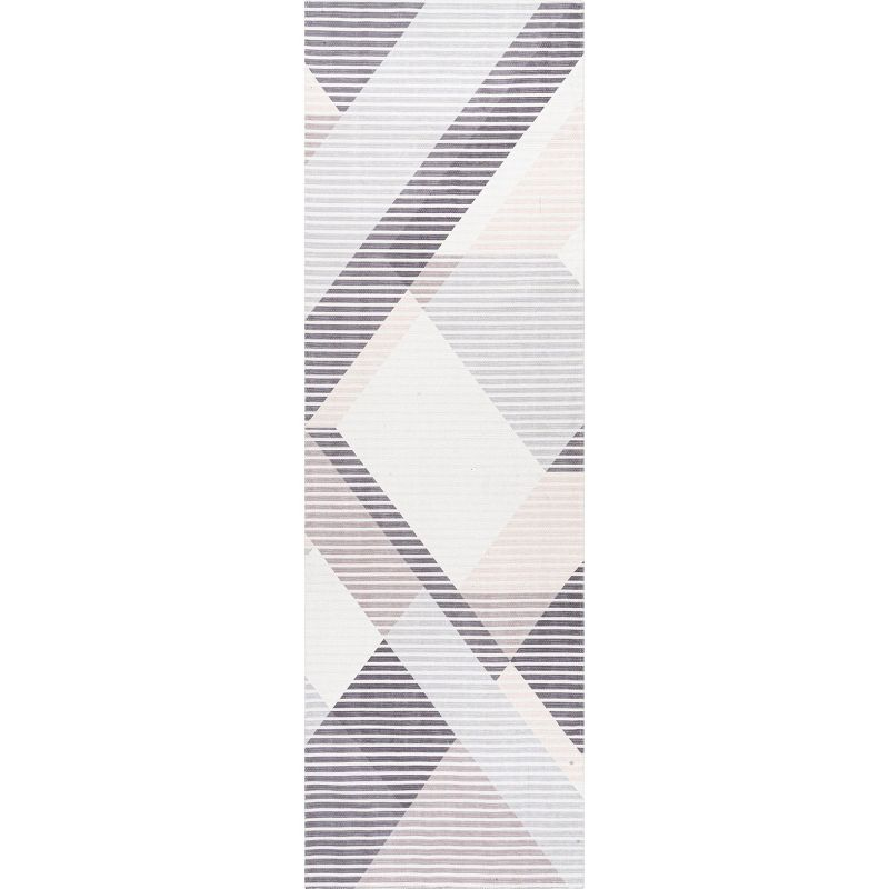 Nuloom Alesha Modern Striped Machine Washable Runner Indoor Area Rug - Beige 2' 6" x 8'