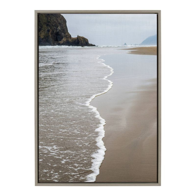 23" x 33" Sylvie Arrival Framed Canvas By Pete Olsen Gray - DesignOvation: Ocean Shore Wall Display, Modern Decor