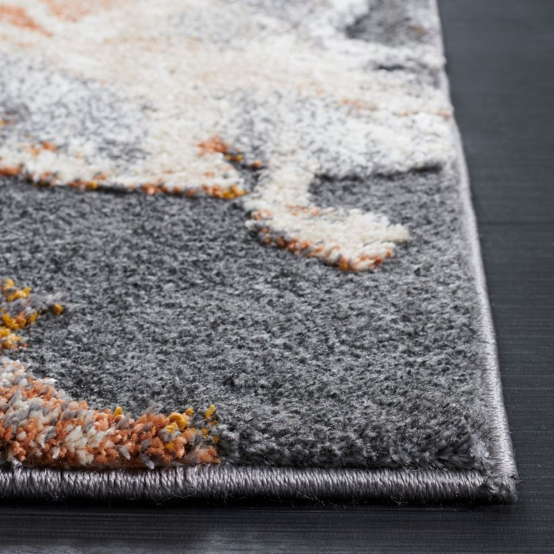 Cyrus Shag CYR121 Power Loomed Indoor Area Rug - Dark Grey/Orange - 6'7"x6'7" - Safavieh