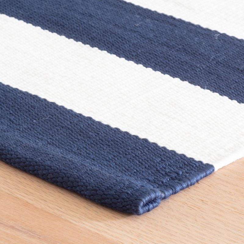 Annie Selke - Dash & Albert Catamaran Stripe Denim/White Handwoven Indoor/Outdoor Rug, Runner 2.5x8, Denim/White
