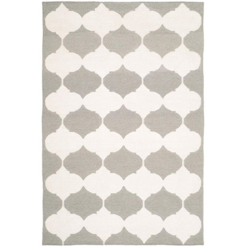 Dhurries DHU624 Hand Woven Area Rug - Grey/Ivory - 3'x5' - Safavieh..