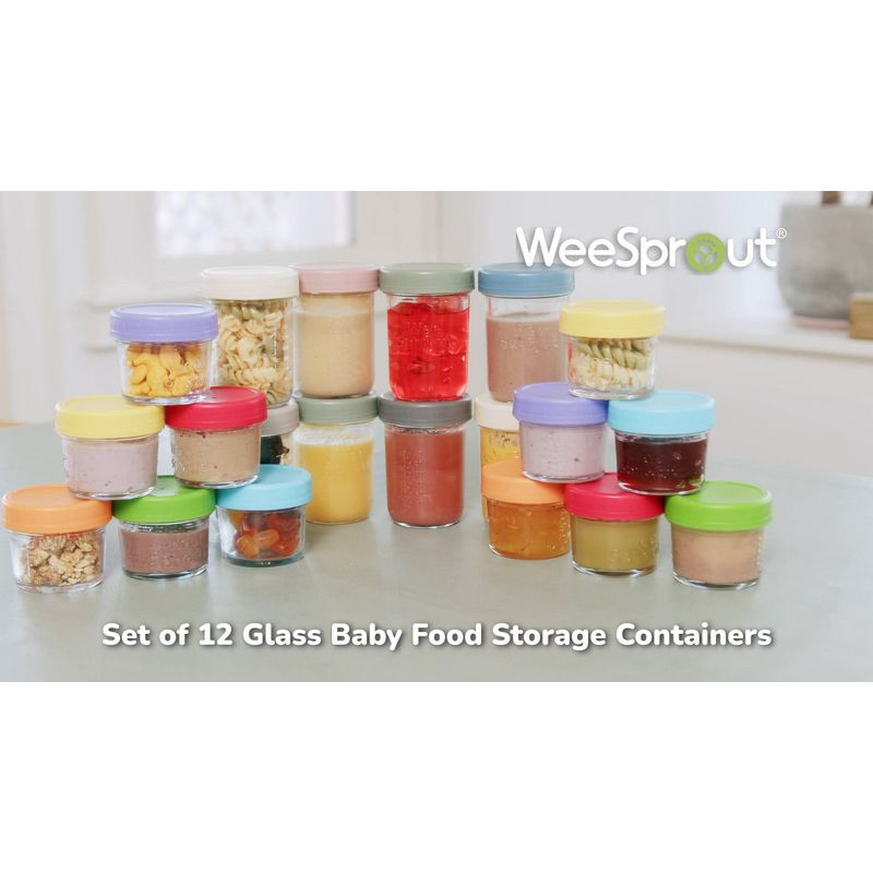 WeeSprout Glass Baby Food Storage Jars w/ Lids - 8oz, 8 Pack Set