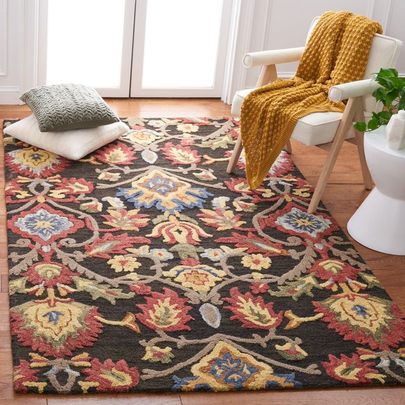 Blossom BLM402 Hand Tufted Area Rug - Charcoal/Multi - 5'x8' - Safavieh.