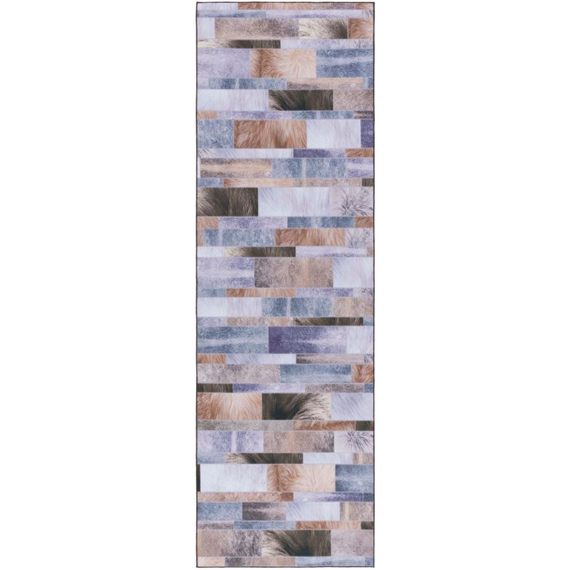 Faux Hide FAH515 Power Loomed Machine Washable Runner Rug - Beige/Purple - 2'6"x8' - Safavieh.