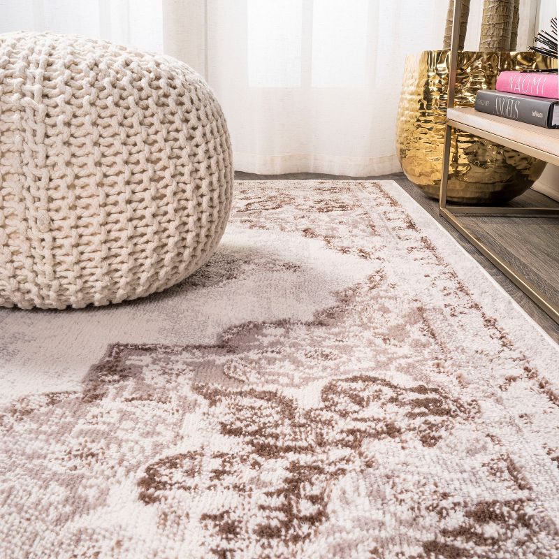 8'x10' Alhambra Ornate Medallion Modern Area Rug, Cream/Red - JONATHAN Y