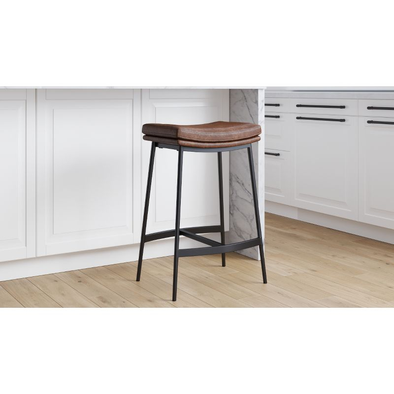 Nathan James Set of 4 Arlo Backless Counter Height Barstool Brown