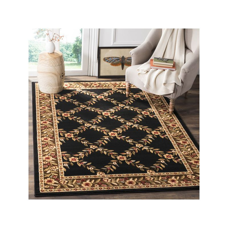 Lyndhurst LNH557 Power Loomed Area Rug - Black/Brown - 6'7"x9'6" - Safavieh