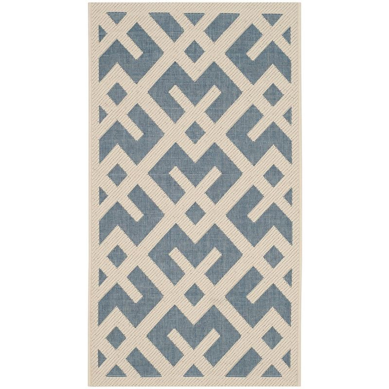 Courtyard CY6915 Power Loomed Indoor and Outdoor Accent Rug - Blue/Bone - 2'x3'7" - Safavieh