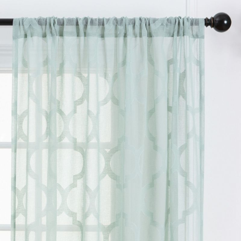 Chanasya 2pk Quatrefoil Voile Sheer Window Curtain Panels - Set of 2 - 52 x 96 Inches Long - Sage