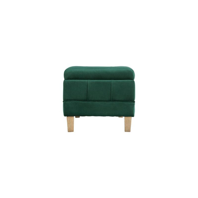 Picket House Furnishings Jude Tufted Storage Ottoman Green: Upholstered Bench with Foam Fill & Plywood Frame