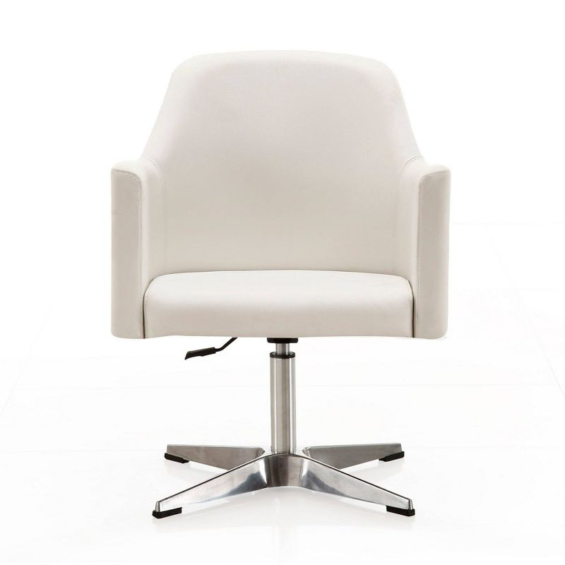 Manhattan Comfort Pelo Faux Leather Adjustable Height Swivel Accent Chair White: Modern Task Chair, Metal Frame, 300 lbs Capacity
